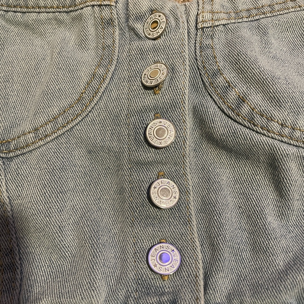 Denim Strapless Button-Up Top - Picture 2 of 5